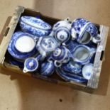 A large quantity of blue and white china and ceramics (boxful)