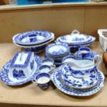 Various English blue and white transfer printed tea and dinnerware, including Minton's