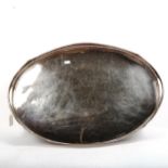 A silver plate on copper oval 2-handled serving tray, with pierced gallery