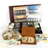 Vintage cigarette cards, First Day Cover postage stamps etc (boxful)