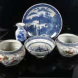 Various Oriental ceramics, including transfer charger, vase etc