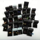 31 pairs of glass and silver-mounted earrings (all modern)