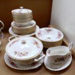 Royal Albert Moss Rose dinner service, including tureen and sauce boat