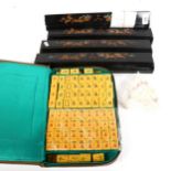 A cased Mahjong set with walls