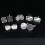 5 pairs of Scandinavian silver cufflinks, some with engraved decoration