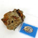 Omaha Beach rock fragment, and Normandy Veteran's medal (2)