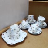 Shelley 1950s Rose and Pansy transfer decorated tea service for 6 people