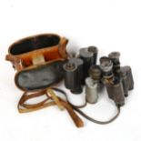 Carl Zeiss Jena DRP Antique binoculars in case, Muet binoculars, and another pair