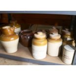 A group of stoneware kitchen storage jars, and jugs