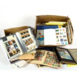 A large quantity of world postage stamps and albums (2 boxes)