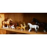 A group of Beswick horses and cows, some A/F etc