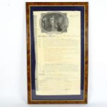 An early 19th century Phoenix Policy of Assurance document, dated 19th March 1801, framed, overall