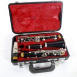 A Yamaha black lacquer clarinet, in a hardshell case