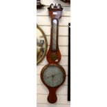 A 19th century mahogany wheel barometer and thermometer, by C Aiano of Northgate Canterbury,