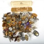 A large quantity of mixed Vintage and other costume jewellery, gold plated brooches, enamel brooch