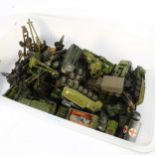 A large quantity of toy military vehicles, including Dinky, Matchbox, Corgi etc (boxful)