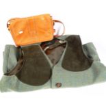 A large House of Bruar tweed jacket, and a tan leather handbag (2)