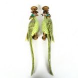 A pair of porcelain parrot candle sconces, with gilt-brass mounts, height 48cm