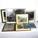 A large quantity of locomotive prints, cigarette cards etc (14)