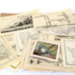 Folder of Antique maps and engravings