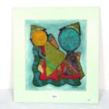 Carol Maddison, contemporary oil on board, abstract cubist study, signed, framed, overall 46cm x
