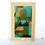 Carol Maddison, contemporary oil on board, abstract cubist study, signed, framed, overall 54cm x