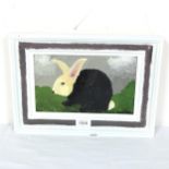 Carol Maddison, contemporary oil on board, rabbit, signed, framed, overall 25cm x 35cm