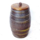 A large stoneware barrel with turned wood lid, H65cm