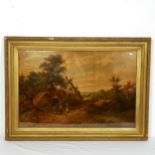 A large Victorian gilt-framed coloured print, overall 78cm x 108cm