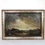 Andree Algrain, large oil on canvas, impressionist landscape, signed, framed, overall 83cm x 120cm