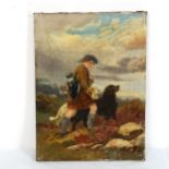 19th century oil on canvas, Scottish Highland hunter, unsigned, unframed, 30cm x 22cm