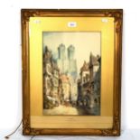 C H Keats RBA, watercolour, Rheims, signed, framed, overall 60cm x 46cm