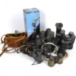 Various binoculars, including Asahi Pentax 8x30, Kershaw 1918 Mk I, Bresser 10x50 etc