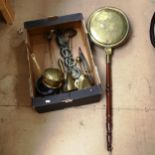 Various brass, including chestnut roasting pan, shovel, dagger etc