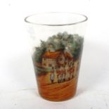 An Antique transfer printed glass vase, depicting Napoleonic soldier battalion, height 21cm