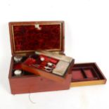 A small early 20th century mahogany vanity case, with interior fittings and secret compartment,