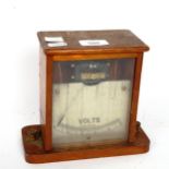 A mahogany-cased volt meter, height 17cm