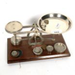 Johnson's plated balance scales with metric weights, length 22cm