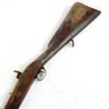 A 19th century percussion sporting gun, barrel length 61cm (A/F)