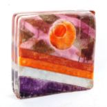 A large Sarah Peterson Caithness Art glass slab block sculpture, signed, limited edition no. 61/100,