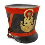 An Antique French bell-topped shako hat, 36th Regiment, circa 1830 - 1840, height 23cm