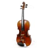 A Vintage violin, back length 36cm, in case with bow
