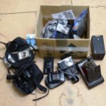 A quantity of cameras, including Lumix Panasonic Leica DMC-TZ70, Kodak, Nikon etc (boxful)