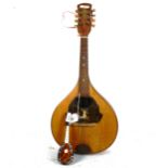 A mandolin, and a miniature tortoiseshell and mother-of-pearl mandolin (2)