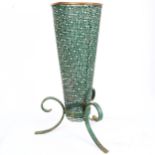 A Vintage green wrought-iron conical stick stand, height 64cm