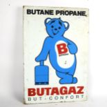 A Vintage Butagaz double-sided enamel advertising sign, 67cm x 45cm