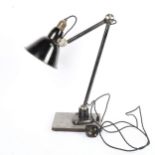 A Vintage black aluminium anglepoise desk lamp, shade diameter 16cm, thought to be by Mazda of
