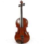 A violin and bow in hardshell case, no label