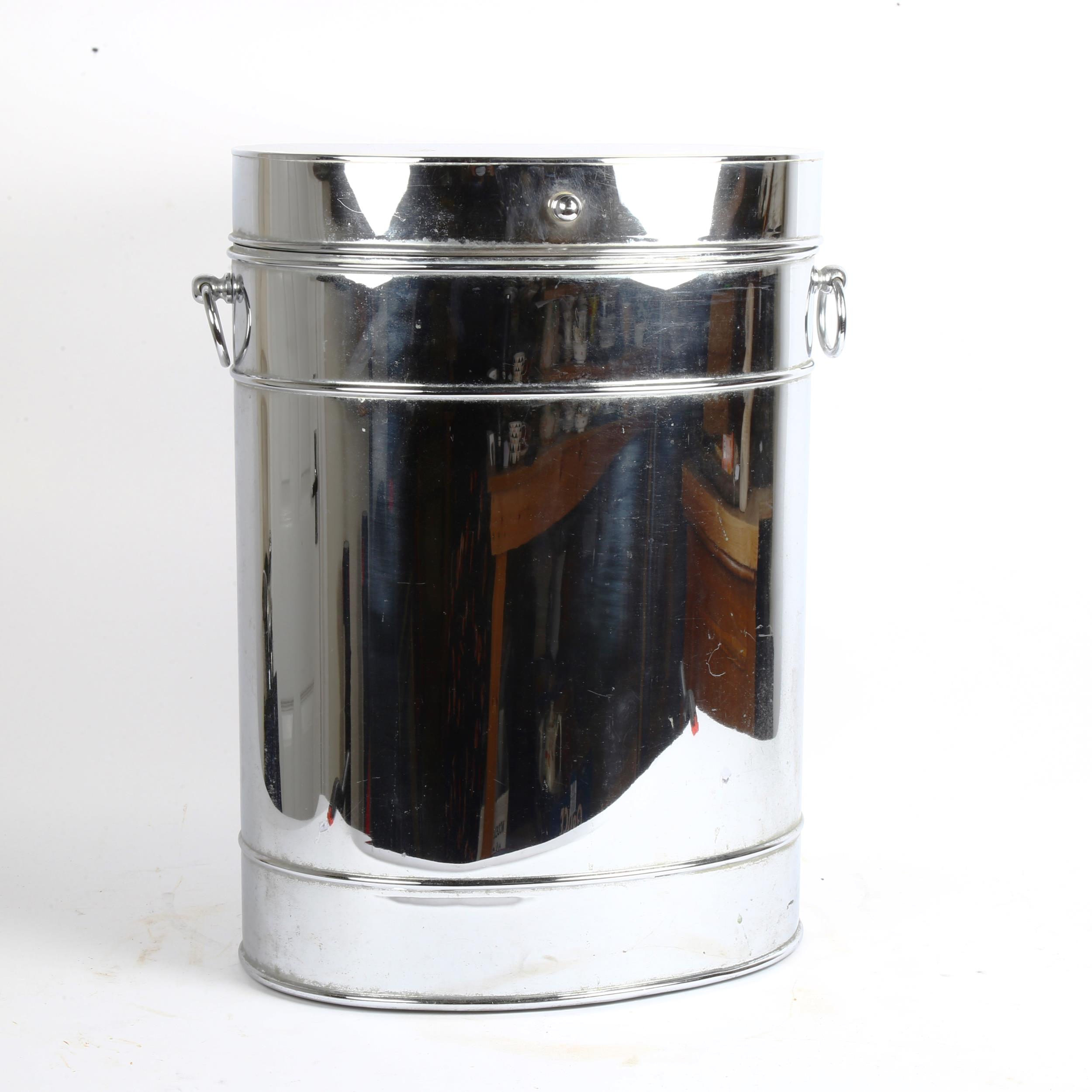 A Vintage chrome 2-handled bin, height 52cm