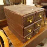 An early 20th century 6-drawer table-top index filing cabinet, W33cm, H36cm, D40cm